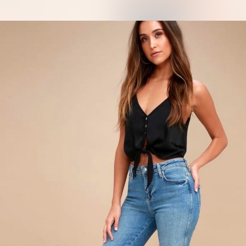 Free People Black Button-Down Camisole